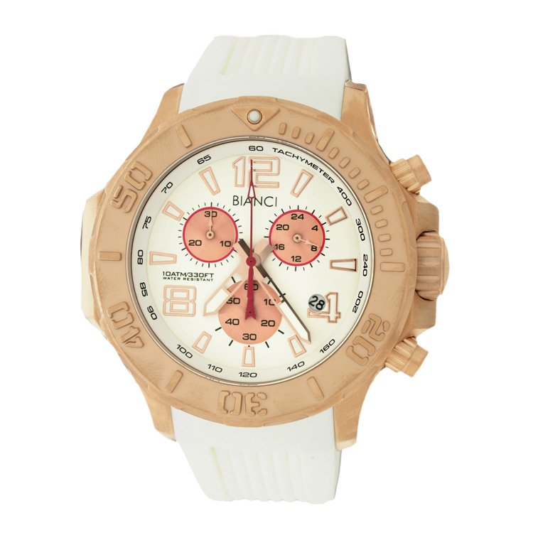 Roberto Bianci Men's Rose Gold Plated Watch With White: Keeping in line with its commitment to quality and design, Roberto Bianci has created the Pro Racing 5500 Series. This sporty timepiece features an all stainless case with rose gold plating, a Japanes