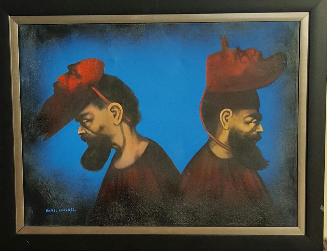 Rafael Coronel-oil on canvas-COA-Size: 24"h X 30"w-: Rafael Coronel-oil on canvas-COA-Size: 24"h X 30"w- With Frame: 29"h X 37"w. Shipping for this piece in USA: $200