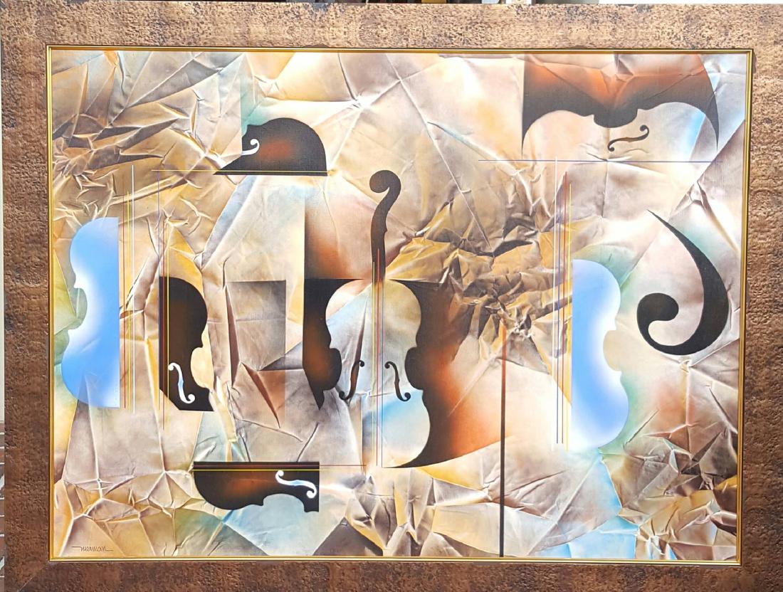 Leonardo Nierman-Oil on Canvas-COA-35"h X 47"w-With: Leonardo Nierman-Oil on Canvas-COA-35"h X 47"w-With Frame: 41"h X 53.5"w. Shipping for this piece in USA: $200