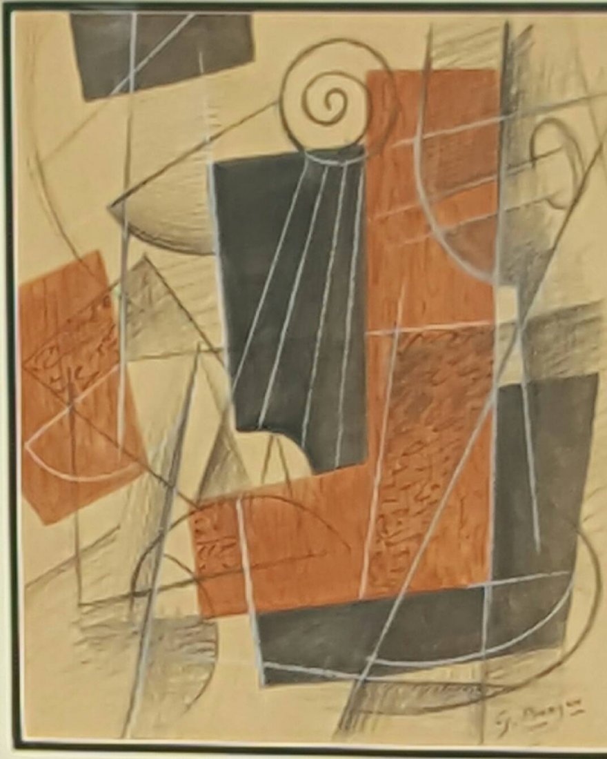George Braque(1882-1963) (attrib)Mixed Media on paper-: George Braque(1882-1963)Mixed Media on paper, size :12.5"h x 10.5"w, Frame:22"h x 19"w shipping in US $99