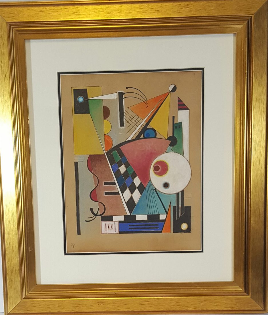 Wassily Kandinsky was a Russian painter(1866,Moscow-: Wassily Kandinsky was a Russian painter(1866,Moscow- France1944) (attrib) Acrily on paper size:14"h x 10.5"w frame :24"h x 21"w shipping in US $99