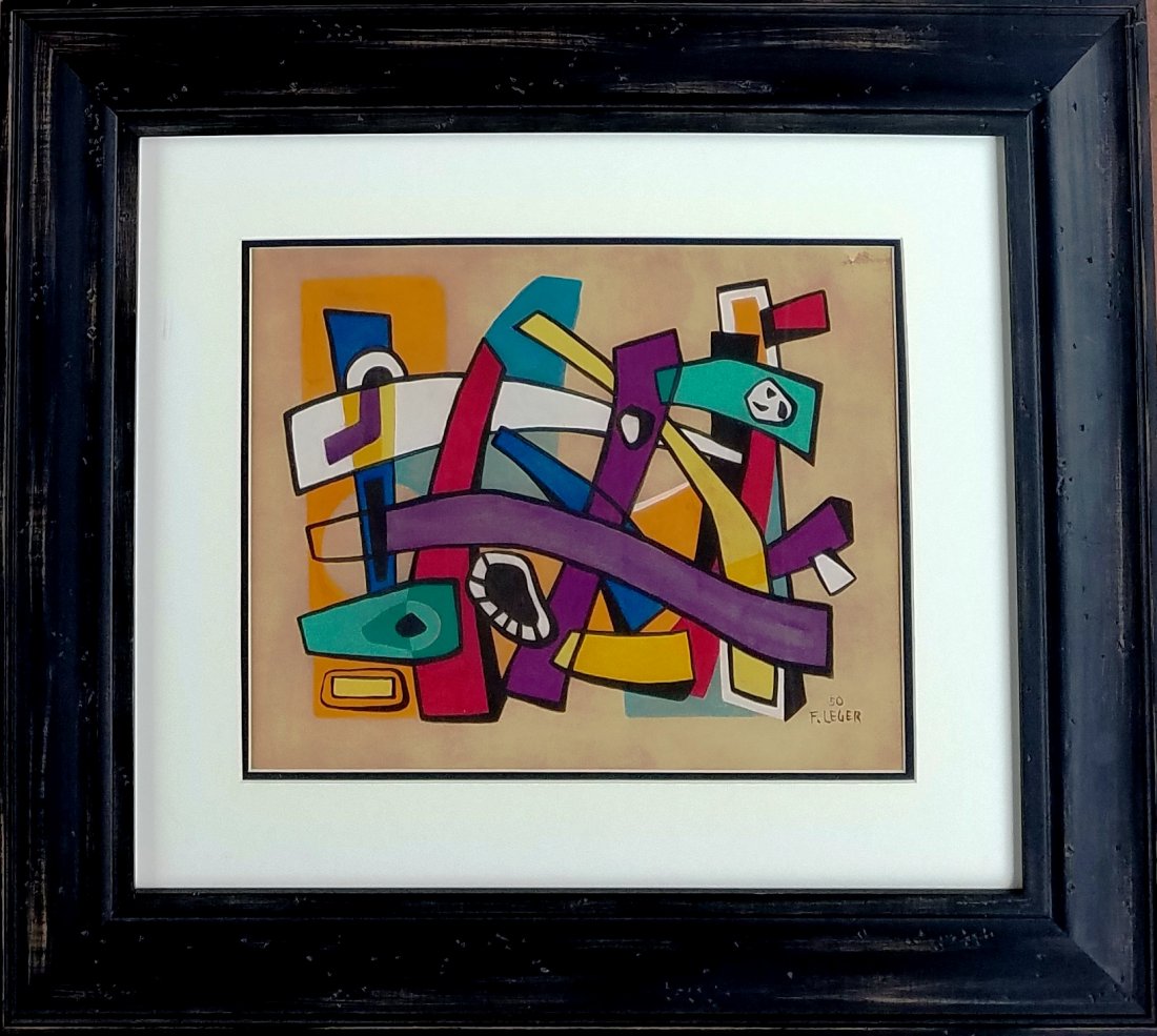 Fernand Leger (1881-1955) Attrib was a French: Fernand Leger(1881-1955) was a French painter,sculptor, and filmmarker ,cubista modernism (attrib ) (coa) ,water color on paper ,size: shipping in US $99