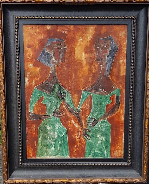Cundo Bermudez-oil on canvas size: 23.5"h X 18"w With: Cundo Bermudez-oil on canvas- Dimensions: 23.5"h X 18"w With Frame: 31.5"h X 25.5"wShipping Within US: $199