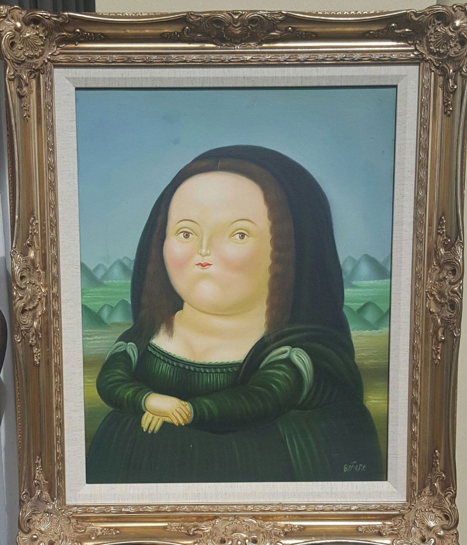 Fernando Botero Contemporary artist from Colombia: Fernando Botero (attrib)(coa )oil on canvas size:19.5"h x15.5"w, frame 26"h x 22"w shipping in US $125