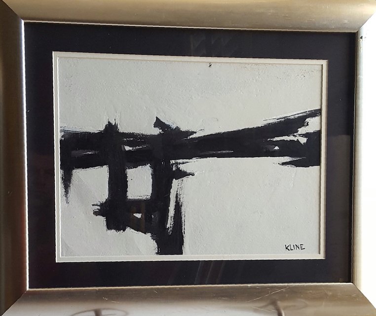 Frank Kline oil on paper (attrib) (coa): Frank Kline American Painter (1910-1962) mix media on paper (attrib) (coa) size:11"h x 15"w shipping in US $149