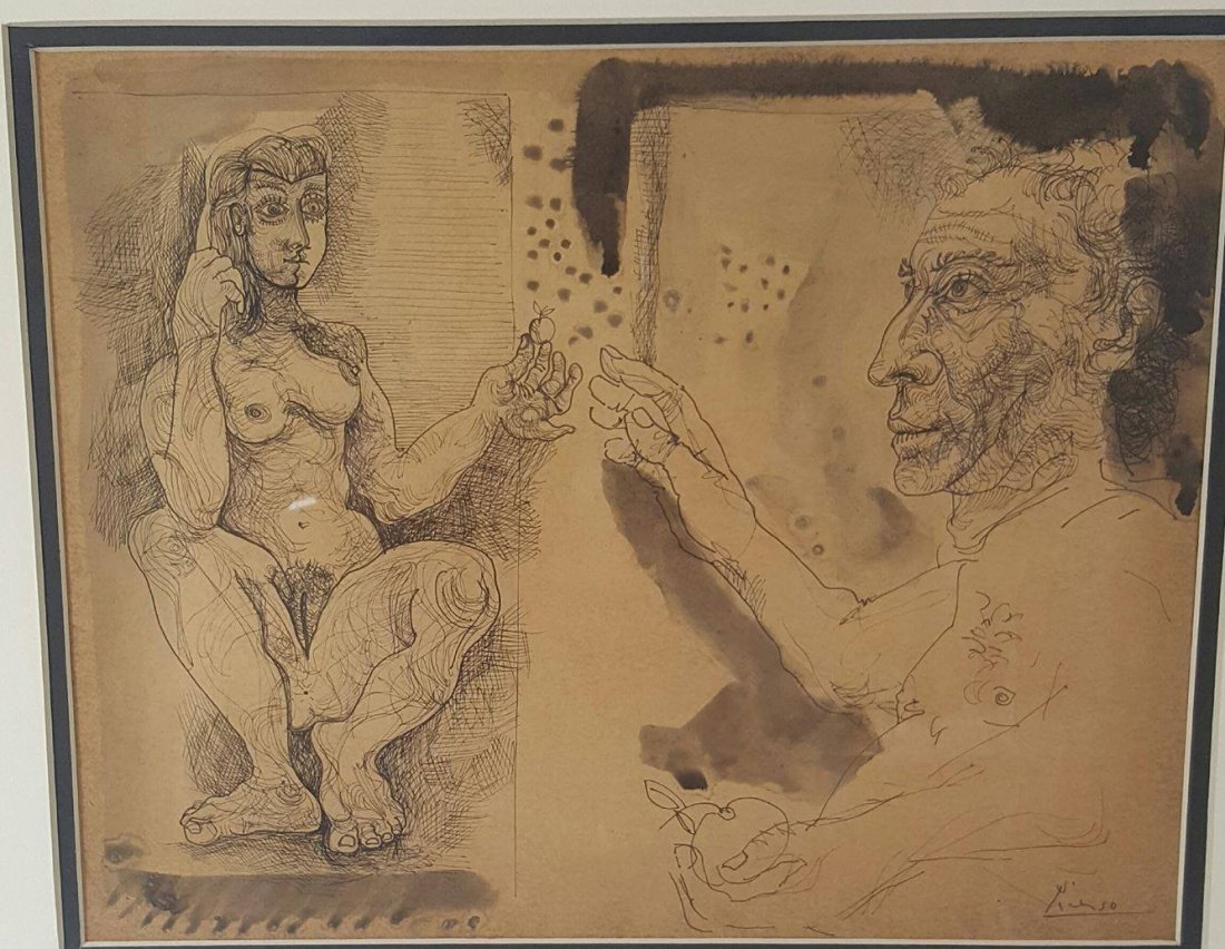 Pablo Picasso (1881-1973)-Ink on Paper-ATTRIB. (1 of 3)