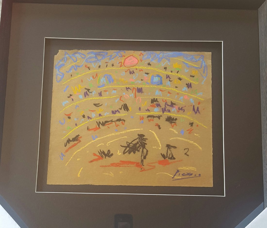 Pablo Picasso (1881-1973)-Colored Pencil on (1 of 3)