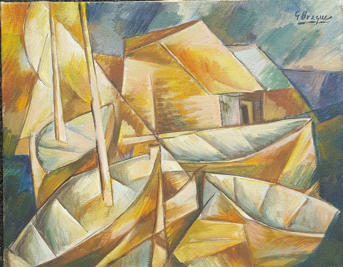 Georges Braque (1882-1963)- oil on canvas-ATTRIB.: Georges Braque (1882-1963)- oil on canvas-ATTRIB. -Size: 11"hX14"w shipping in US $99