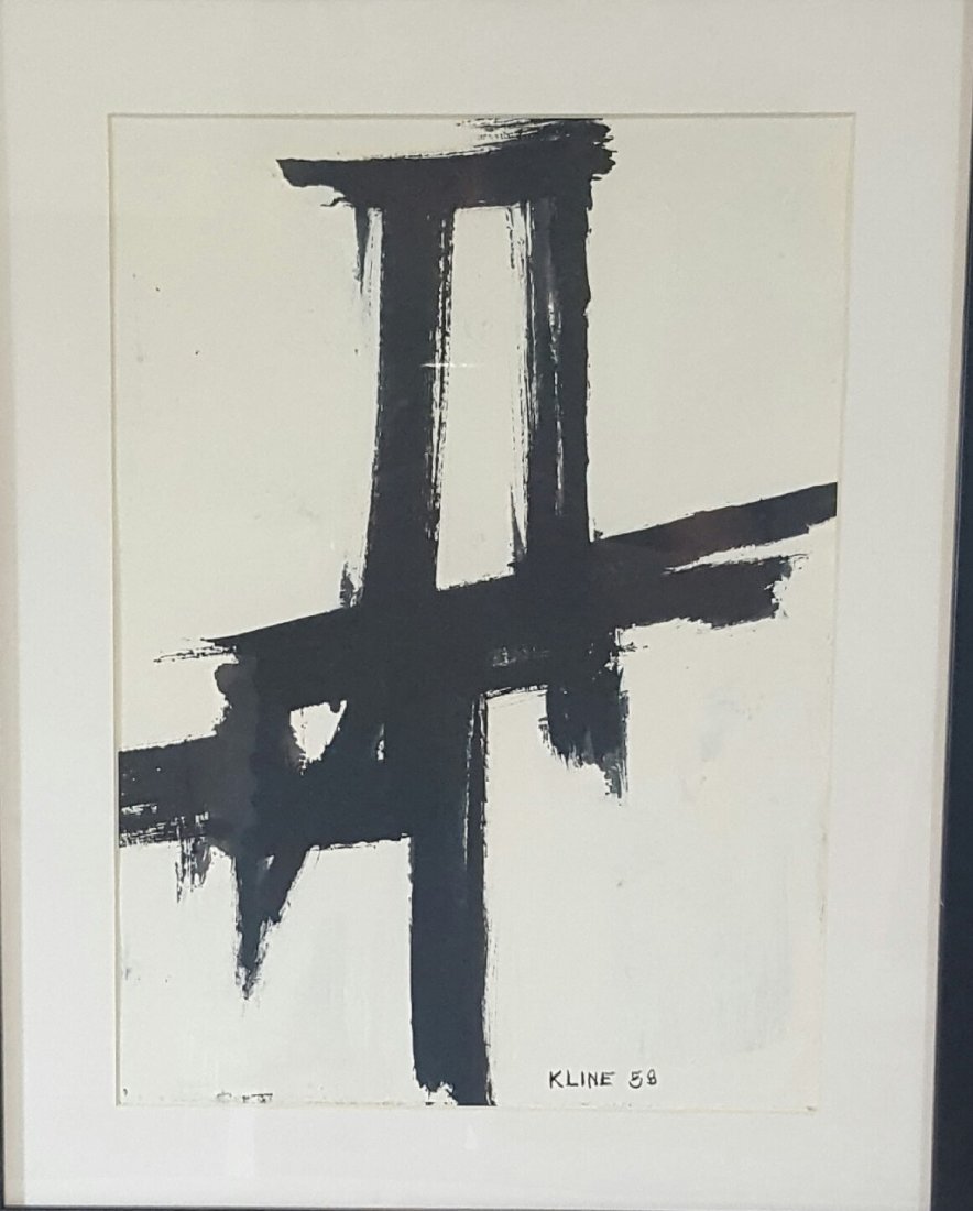 Franz Kline (1910-1962)- Mixed media on paper-ATTRIB.: Franz Kline (1910-1962)- Mixed media on paper-ATTRIB. COA- Size: 14.5"h X 11"w- With frame: 22"h X 18.5"w shipping in US $99