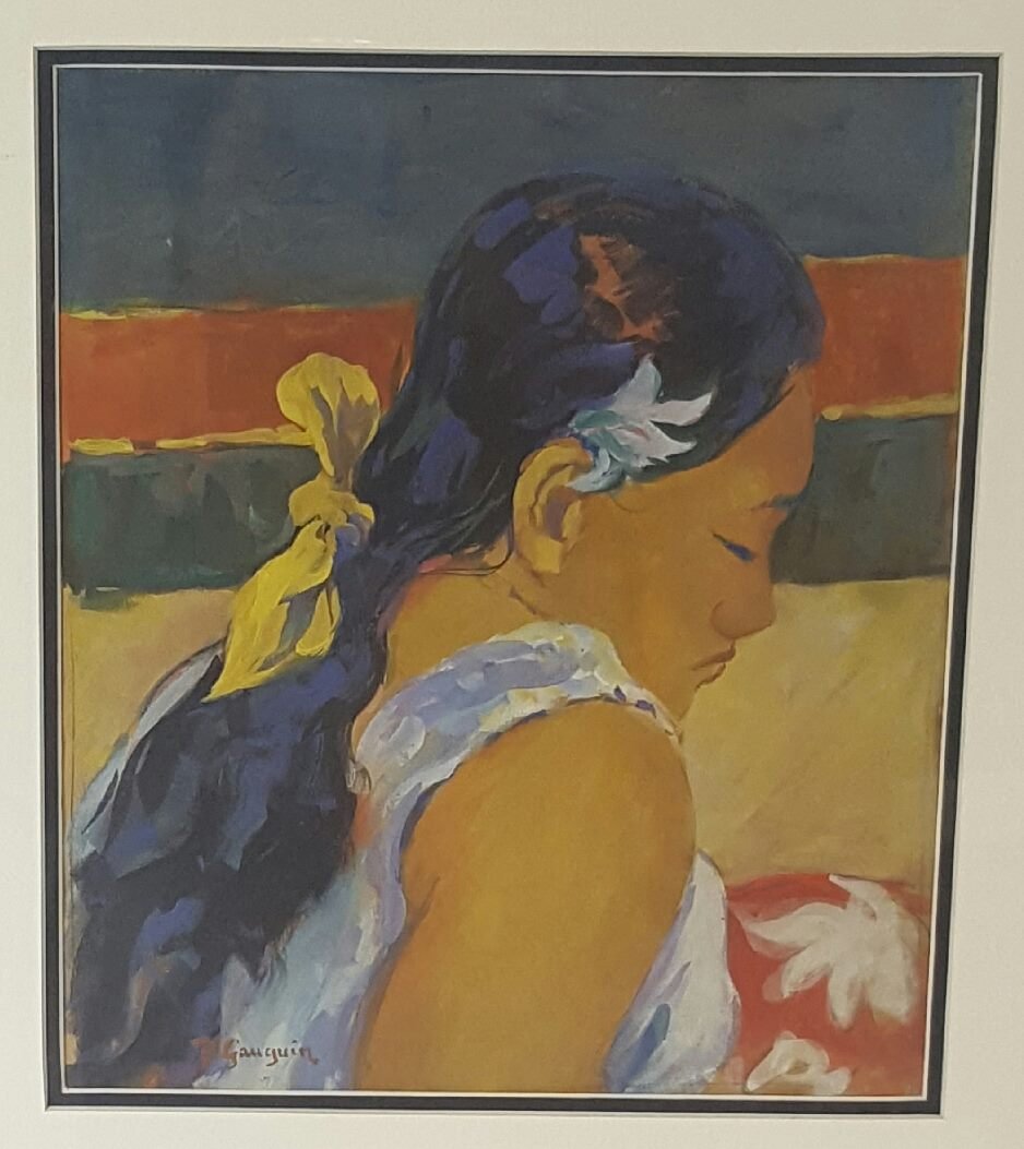 Paul Gauguin (1848-1903)-Gouache on Paper-ATTRIB.: Paul Gauguin (1848-1903)-Gouache on Paper-ATTRIB. COA-Size: 12"h X 10"w-With Frame: 22"h X 18.5"w-Shipping within USA: $99.00