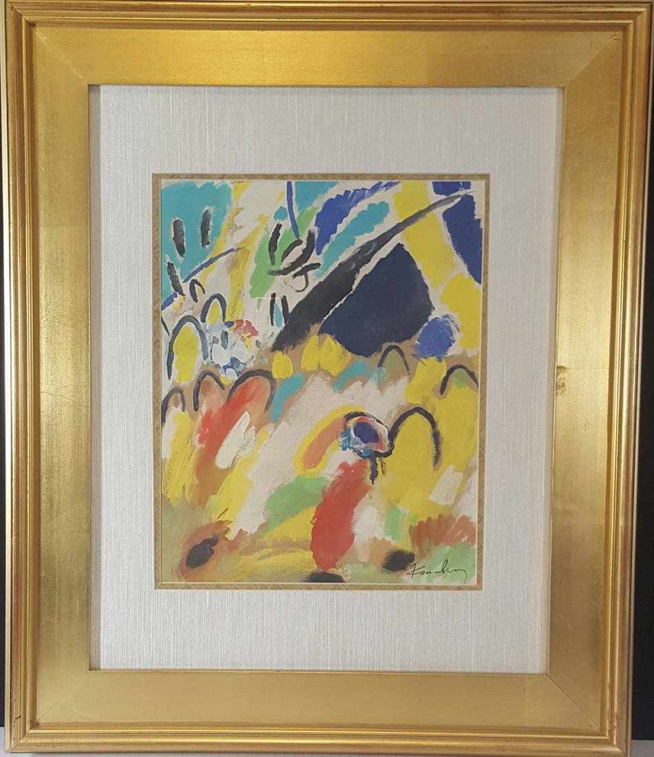 Wassily Kandinsky (1866-1944)- Watercolor on: Wassily Kandinsky (1866-1944)- Watercolor on Paper-ATTRIB. COA-Size: 14"h X 11.25"w-With Frame: 25.5"h X 21"w-Shipping within US: $99.00