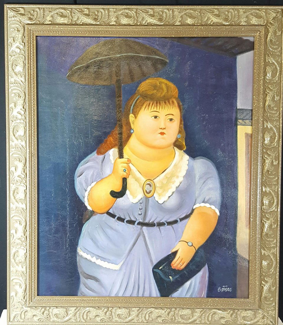 Fernando Botero- Oil on Canvas- ATTRIB. COA-Size: "h X: Fernando Botero- Oil on Canvas- ATTRIB. COA-Size: "h X "w-With Frame: "h X "w shipping in US $199