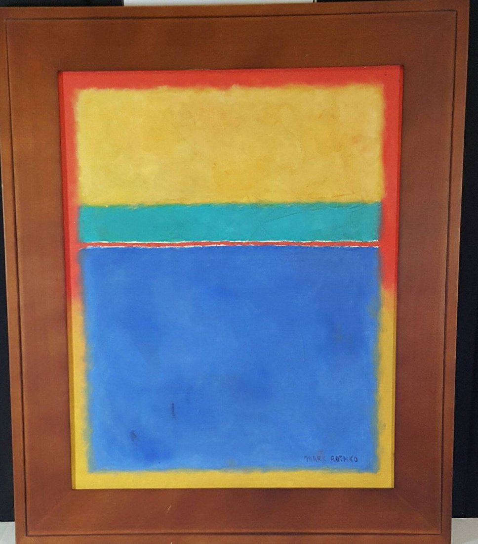 Mark Rothko (1903-1970)-oil on canvas-ATTRIB. COA-Size:: Mark Rothko (1903-1970)-oil on canvas-ATTRIB. COA-Size: 20"h X16"w-With Frame: 25"h X 21"w shipping in US $99