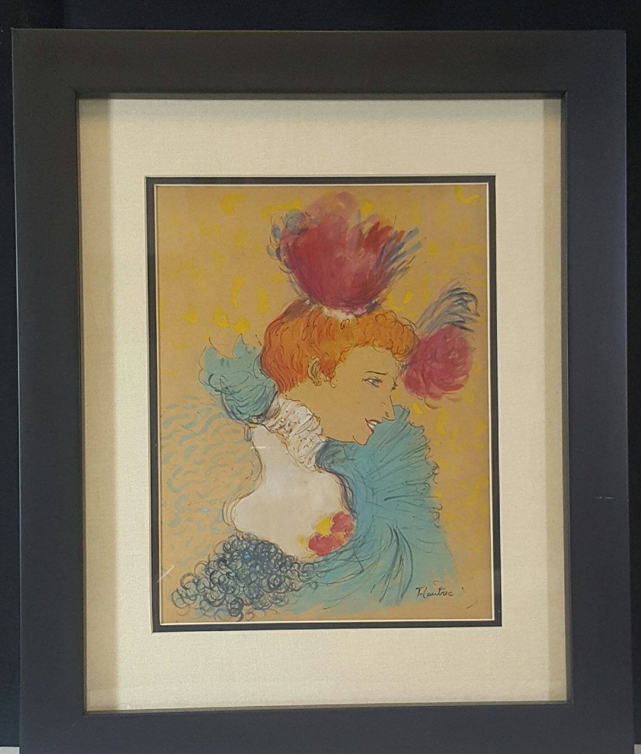 Toulouse Lautrec- Ink and Watercolor on Paper-ATTRIB. (1 of 2)