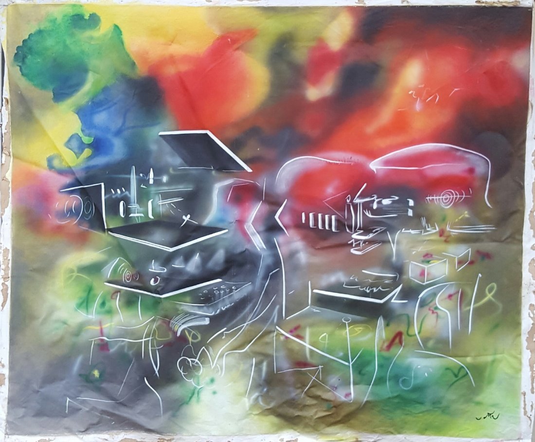 Roberto Mata-(attrib) (coa)-Oil on canvas-Size: 48"h x (1 of 2)