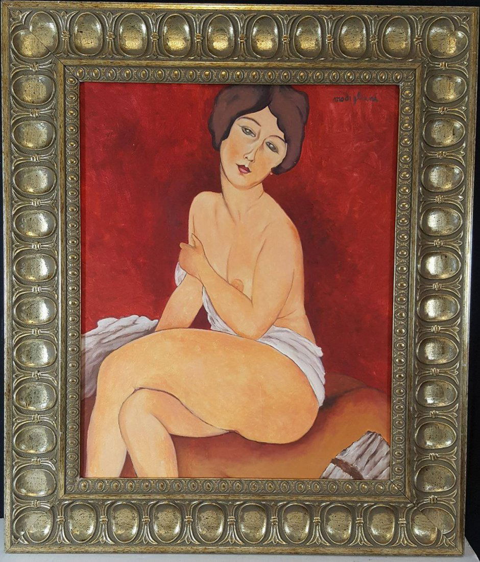 Amadeo Modigliani- Oil on Canvas- COA Attrib.- Size: (1 of 3)