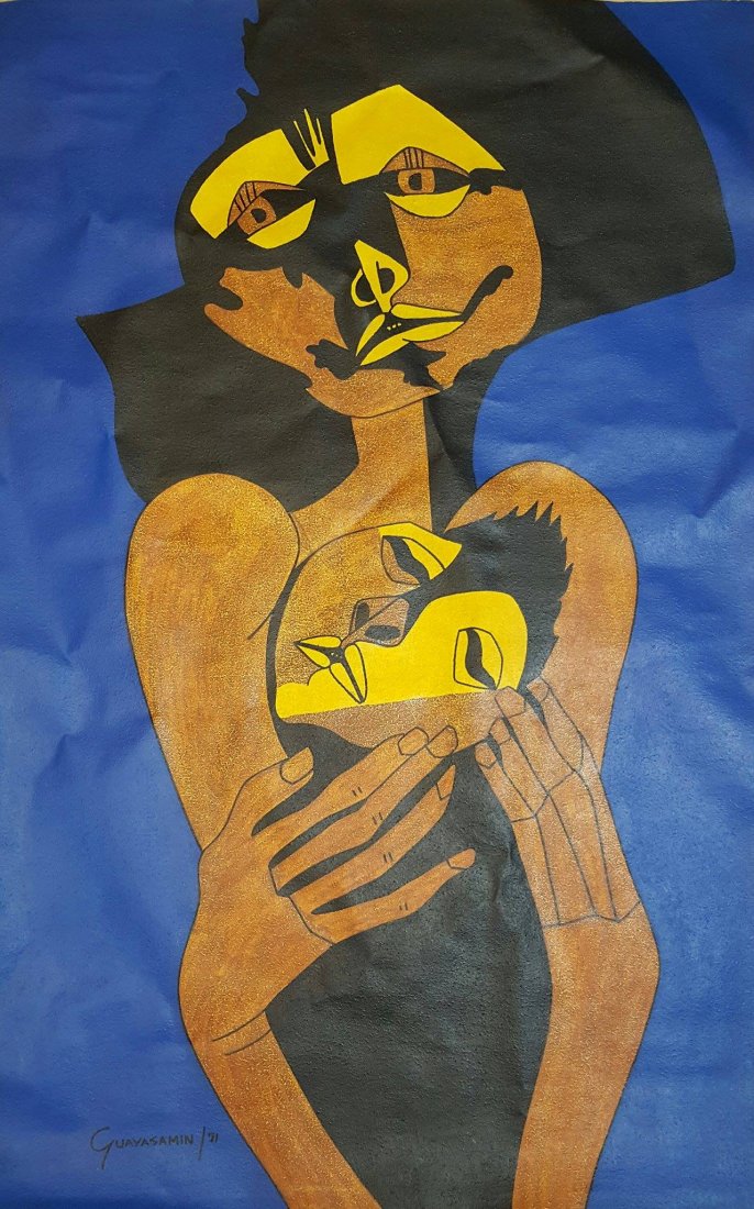 Oswaldo Guayasamin (1919-1999)-oil on (1 of 3)