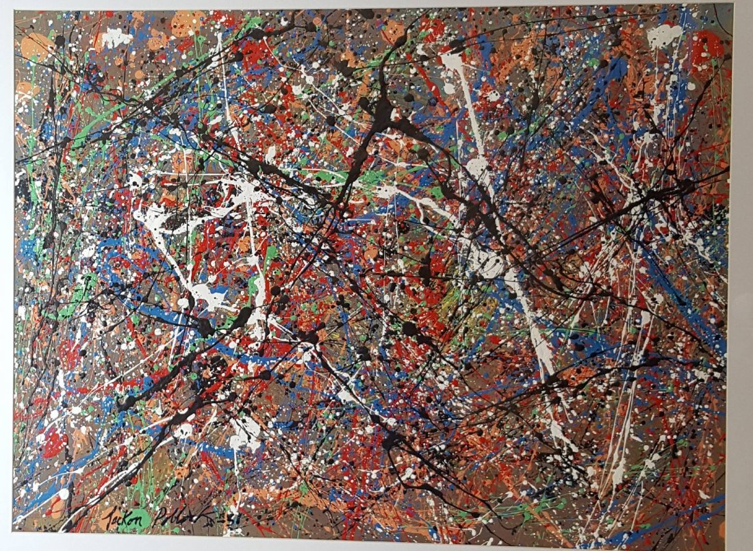 Jackson Pollock(1912-1956) oil on carboard (attrib )( c: Jackson Pollock(1912-1956) oil on carboard (attrib )( coa) size:21.5"h x 28"w Frame 31"h x 38"w Shipping in US:$199.00