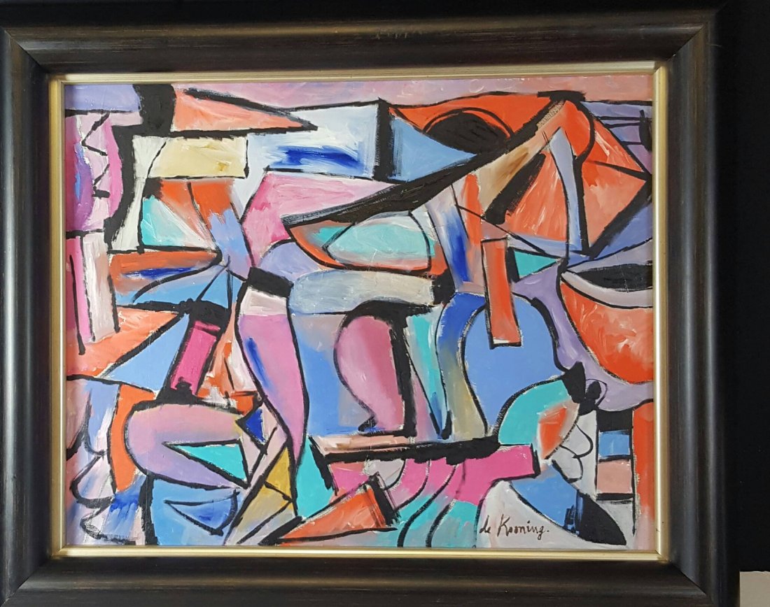 Willem De Kooning (1904-1997)-Oil on Canvas-ATTRIB.-Oil: Willem De Kooning (1904-1997)-Oil on Canvas-ATTRIB.-Oil on Canvas- Size: 15.5"h X 19.5"w-With Frame: 21"h X 25"w shipping in US $ 99