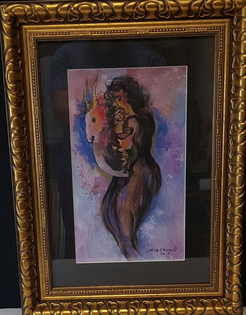 Marc Chagall (1887-1985)- Water color on Paper-ATTIB.: Marc Chagall (1887-1985)- Water color on Paper-ATTIB. COA-Size: 13.5"h X 8"w-With Frame: 22"h X 16"w shipping in US $ 99