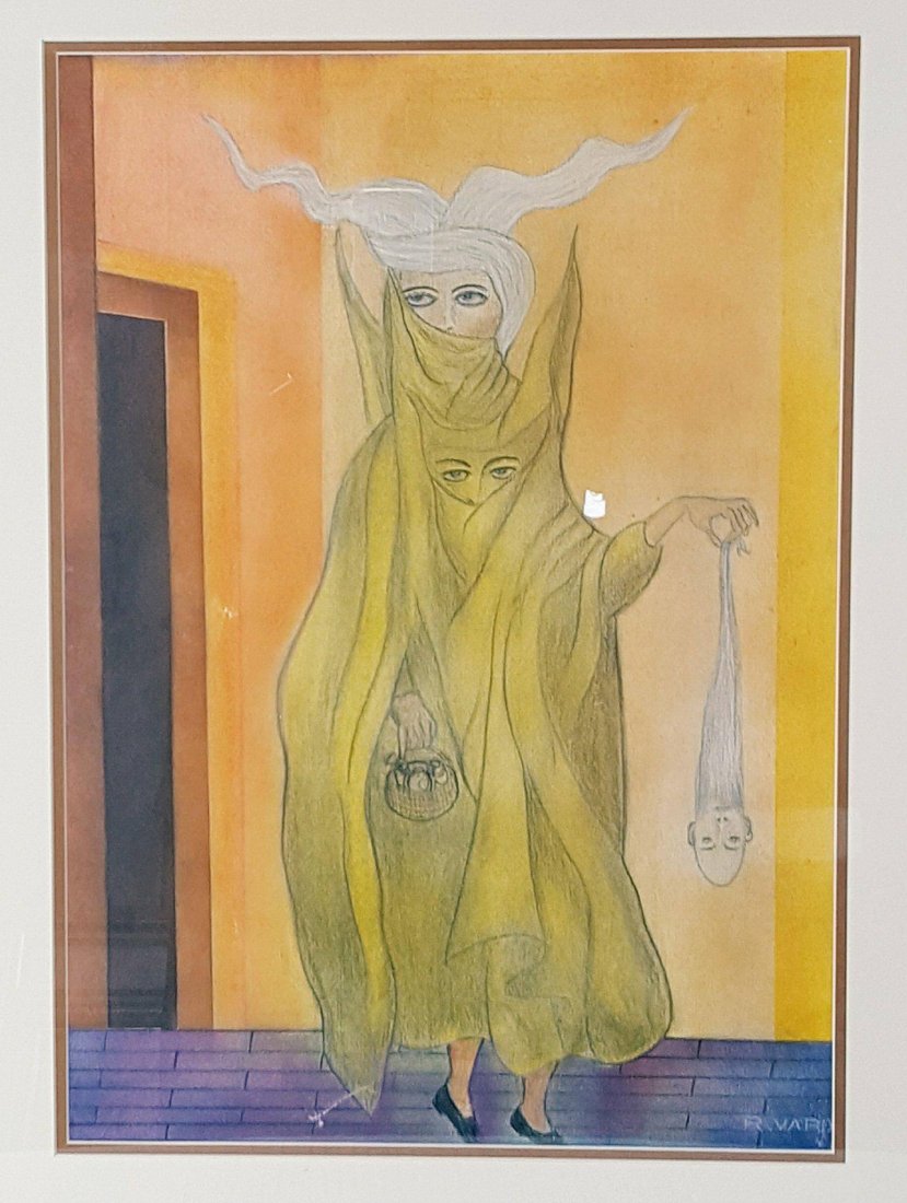 Remedios Varo (1908-1963)was a spanish-mexican para: Remedios Varo (1908-1963)was a spanish-mexican para surrealist painter and anarchist.Color pencil on paper size :19"h x 14"w frame:27"h x 20.5"w shipping in US$125