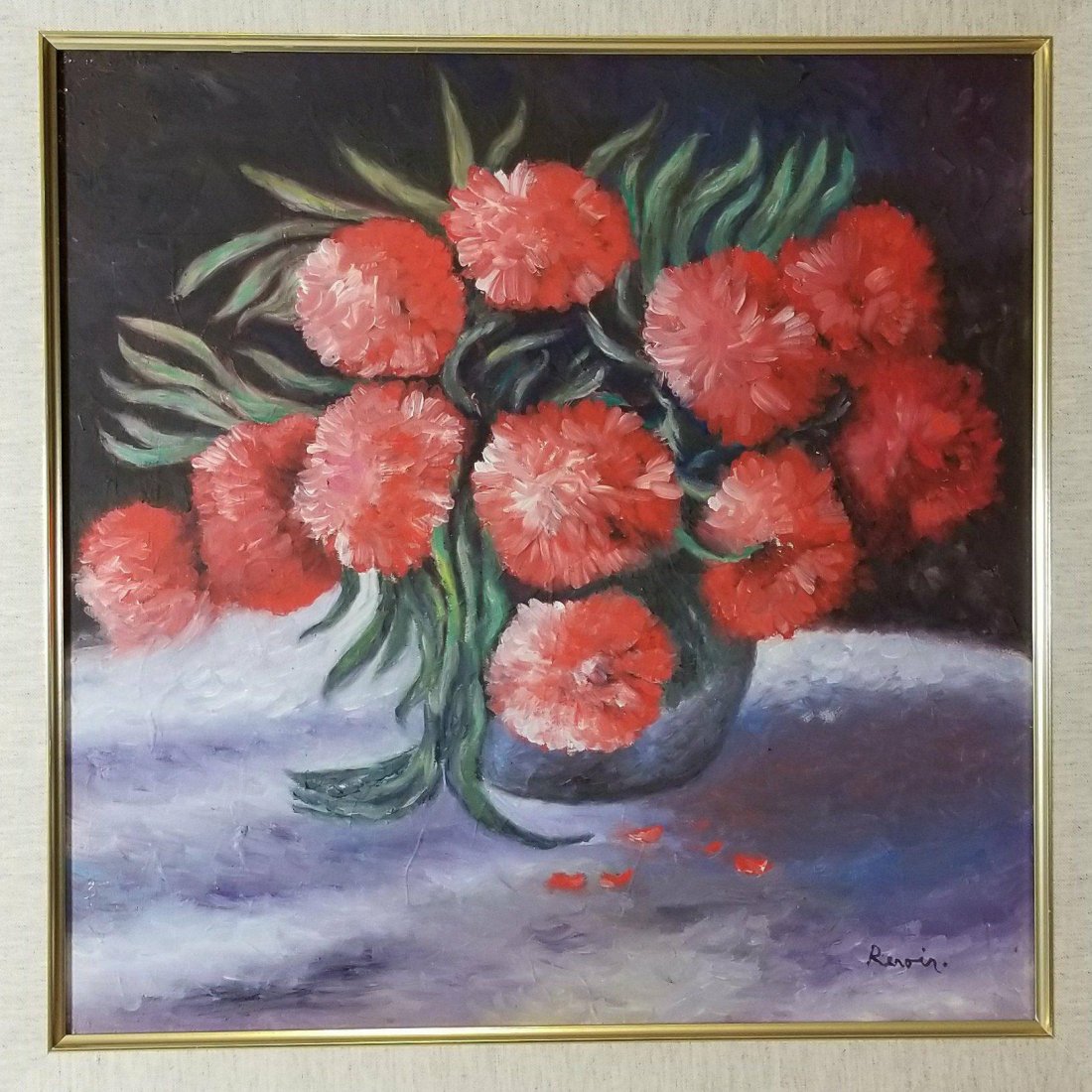 Pierre Auguste Renoir (1841-1919)- was a French artist: Pierre Auguste Renoir (1841-1919)- was a French artist who was a leading painter in the development of the inpressionist style-ATTRIB. COA oil on canvas -Size: 18"h X 18"w-With Frame: 28.5"h X 28.5"w-