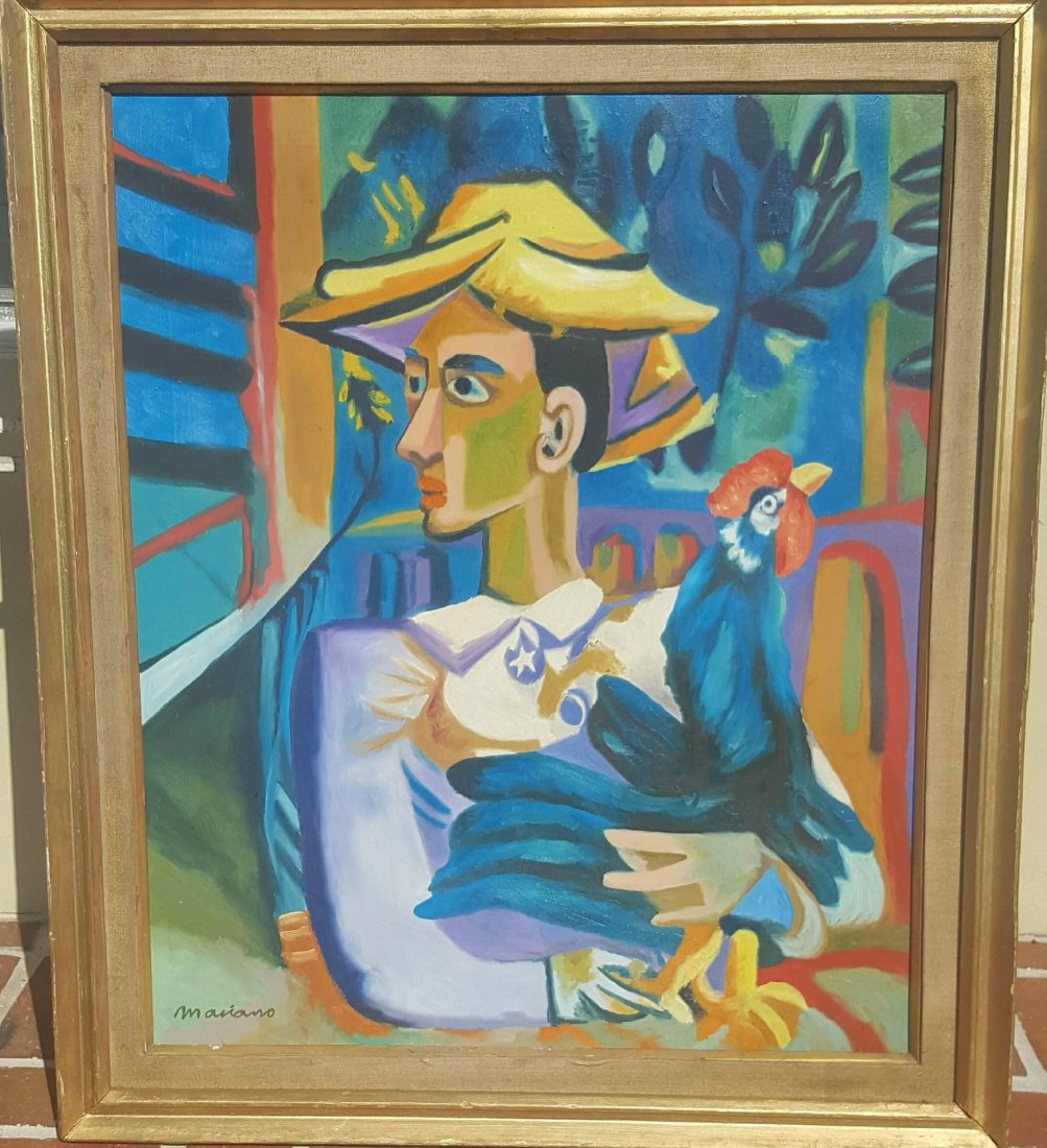 Mariano Rodridriguez (1912-1990)Cuban artis in 1938 he: Mariano Rodridriguez (1912-1990)Cuban artis in 1938 he recived the top honor for painting UNIDAD at the National Exhibit of Painting and Sculpture in Havana. Oil on canvas size:30"h x 24"w frame 35.5"