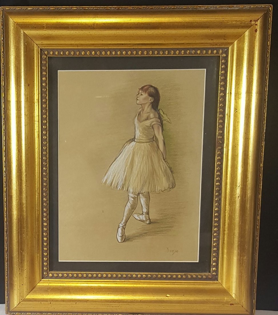 Edgar Degas (1834-1917)-Mixed Media on Paper-ATTRIB.: Edgar Degas (1834-1917)-Mixed Media on Paper-ATTRIB. COA- Size: 12"h X 9"w-With Frame: 19.5"h X 16.5"w-Shipping within USA: $99.00