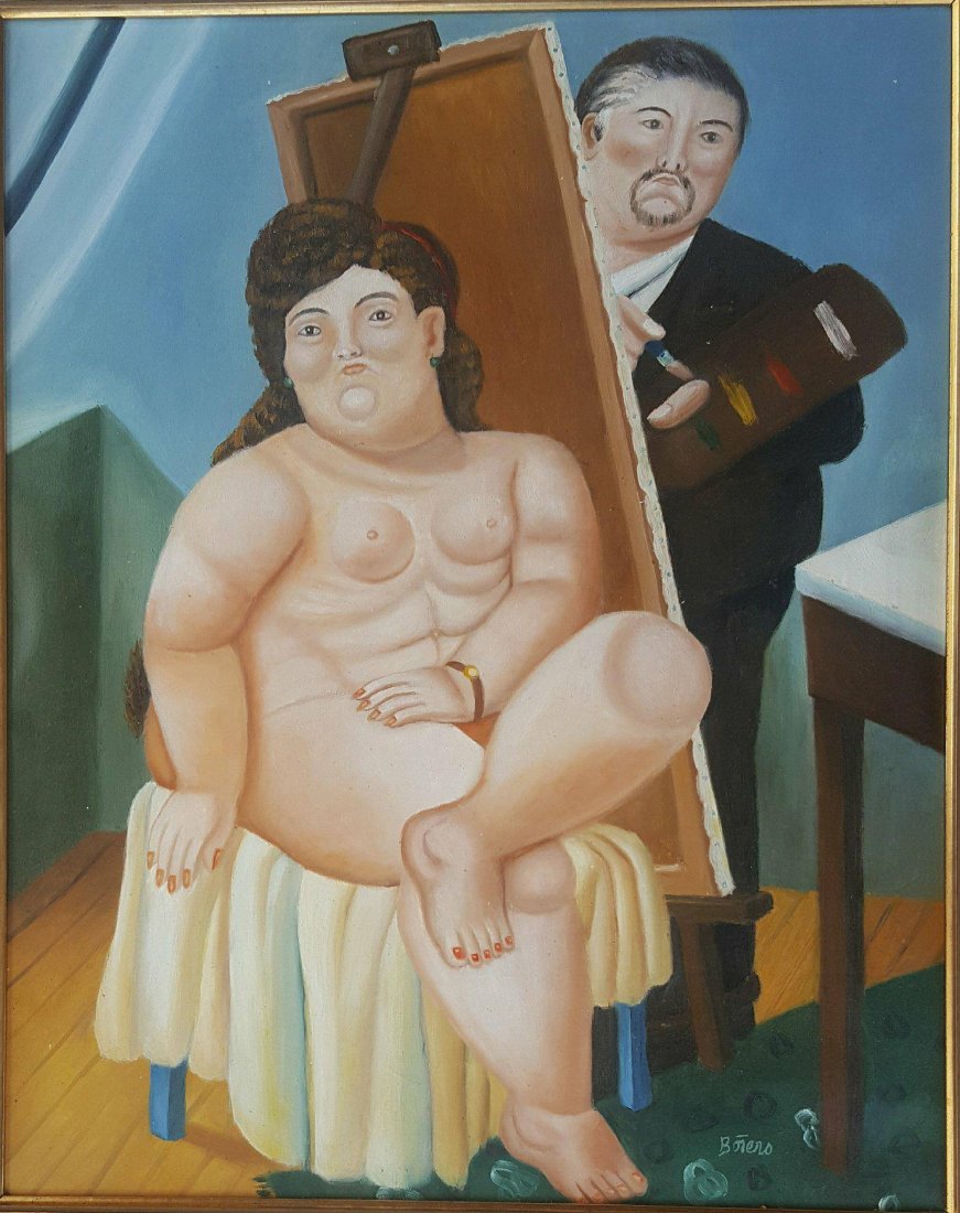 Fernando Botero Colombian Artist Contemporary .(coa: Fernando Botero Colombian Artist Contemporary .(coa )attrib -oil on canvas size:24.5"h x 19.5"w frame 29.5"h x 24.5"w shipping in US $99