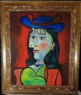 Pablo Picasso (1881-1973)-oil on canvasr-  ATTRIB.: Pablo Picasso (1881-1973)-oil on canvasr- ATTRIB. COA-Size: 30"h X 24"w-With frame: 40"h X 33.5"w shipping in US $199