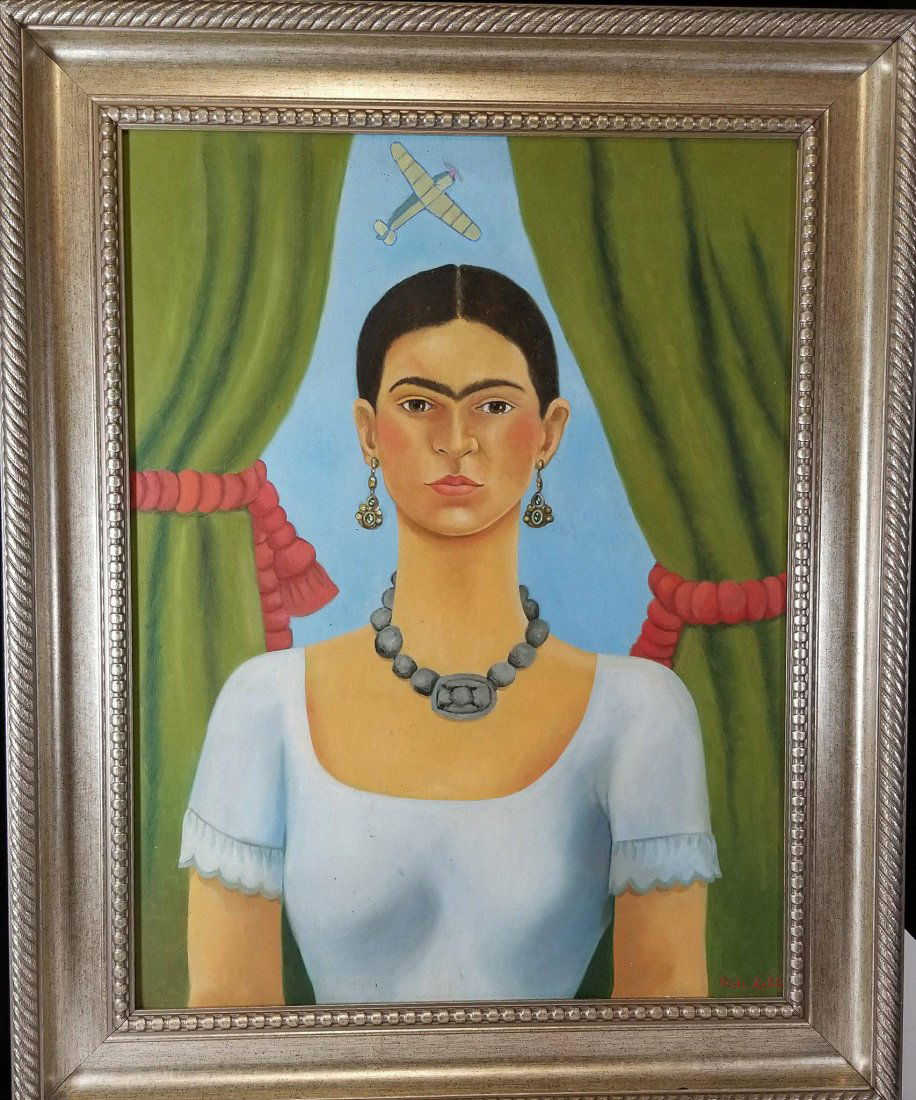 Frida Kahlo (1907-1954)-Oil on Canvas-ATTRIB. COA-Size: (1 of 3)