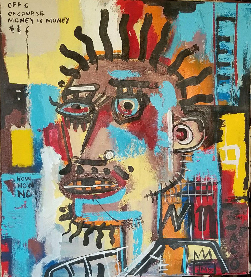 In the manner of: Jean Michel Basquiat (1960-1988)- Oil (1 of 4)
