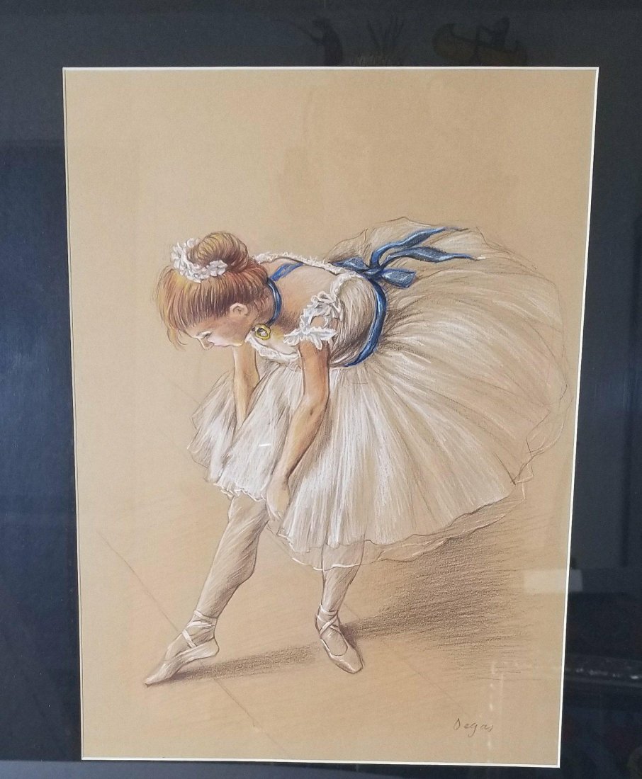 Edgar Degas-Girl dancer-Colored pastel/paper COA-Size:: Edgar Degas-Girl dancer-Colored pastel/paper COA-Size: 15.5"h X 11"w-With Frame: 25"h X 21.5"w shipping in US $99