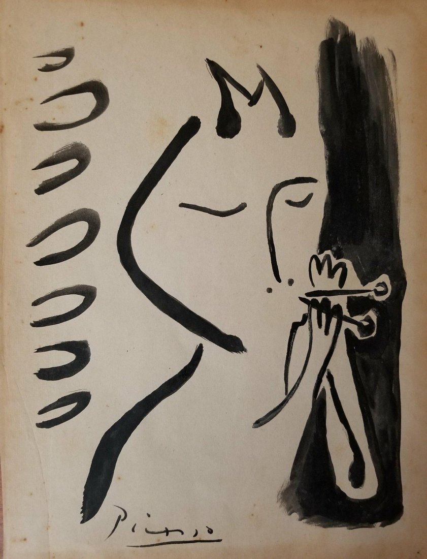 Pablo Picasso (1881-1973)-water color on paper ATTRIB. (1 of 2)