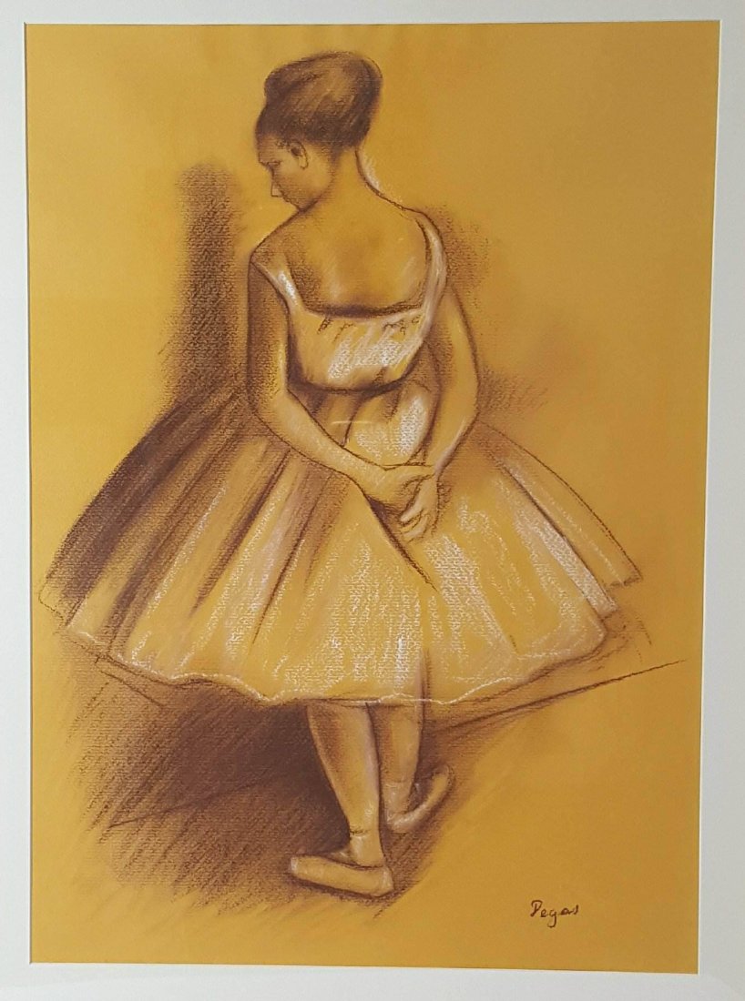 Edgar Degas-Girl dancer-Colored pastel/paper COA-Size:: Edgar Degas-Girl dancer-Colored pastel/paper COA-Size: 25.5"h X 18"w-With Frame: 33"h X 26.5"w shipping in US $199