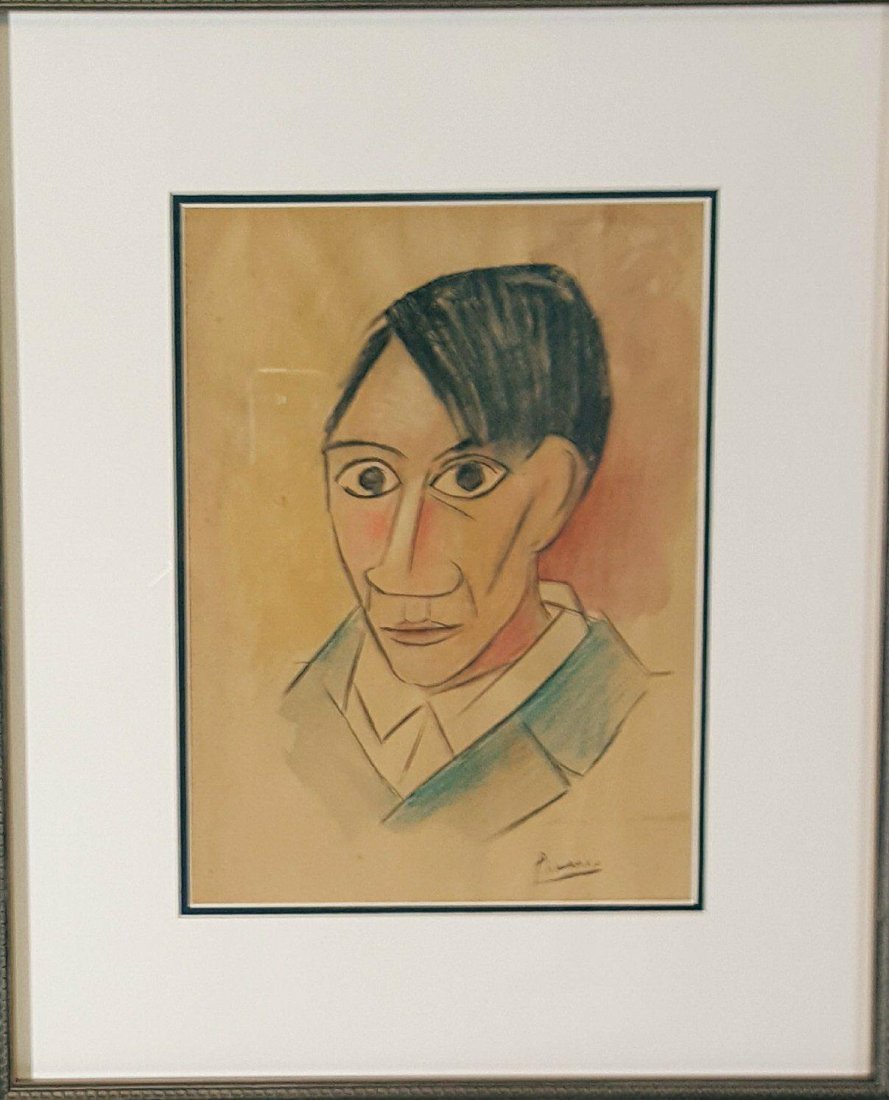 Pablo Picasso (1881-1973)-Colored pencil  on Paper- (1 of 3)