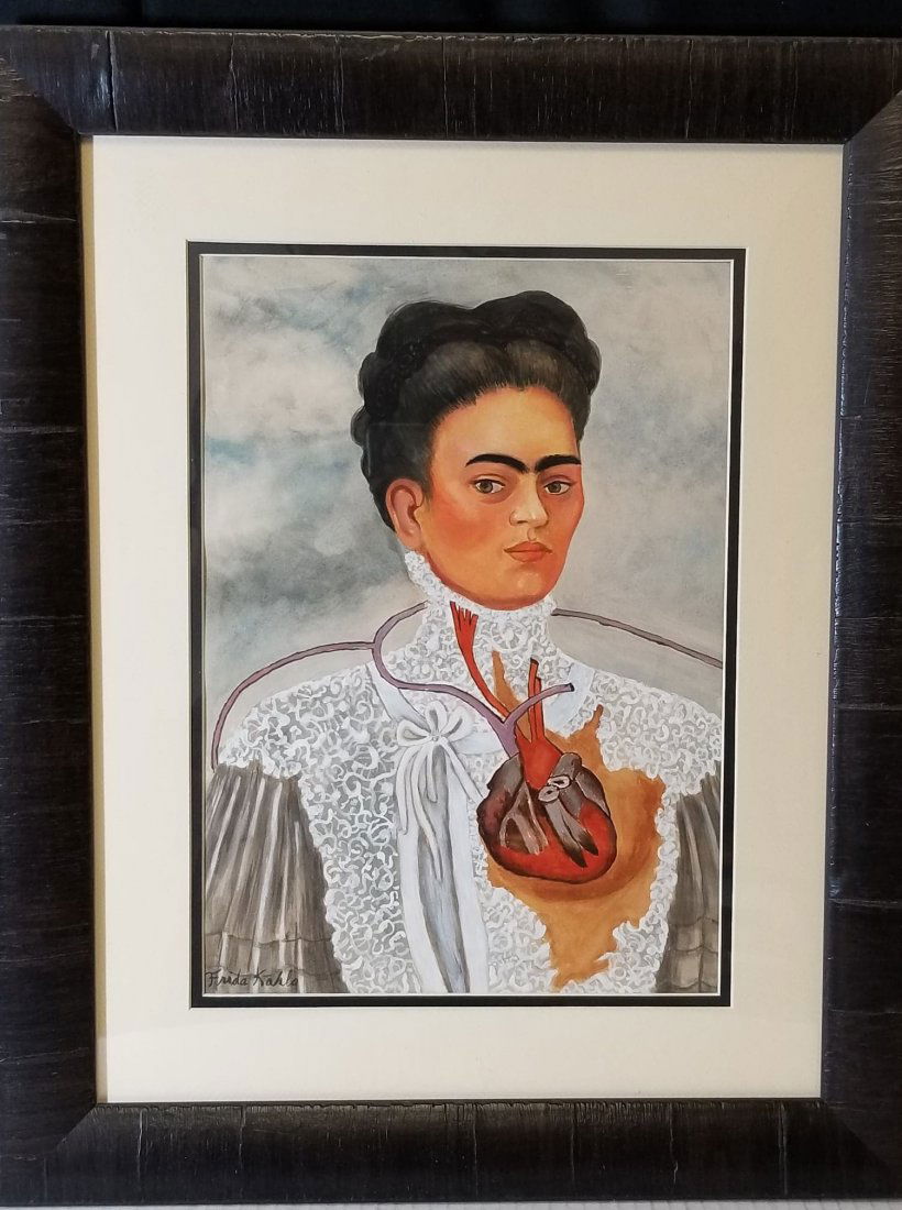 Frida Kahlo (1907-1954) Water color on paper ,was: Frida Kahlo (1907-1954) Water color on paper ,was aMexican painter , who painted many self - portraits . Inspired by Mexican popular culture she employed a na‚ve folk art style to explore questons o