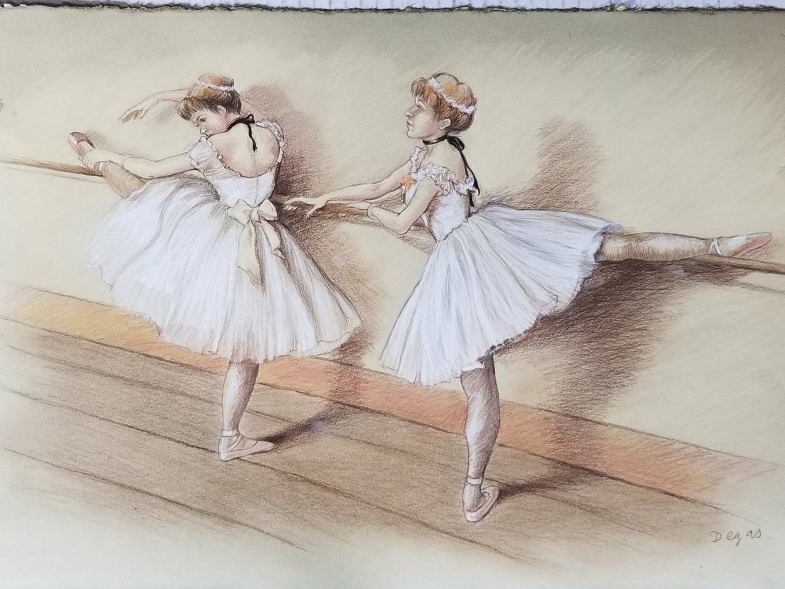 Edgar Degas-Girls dancer-Colored pastel/paper COA-Size:: Edgar Degas-Girls dancer-Colored pastel/paper COA-Size: 11.5"h X 117.5"w-With Frame: wshipping in US $99