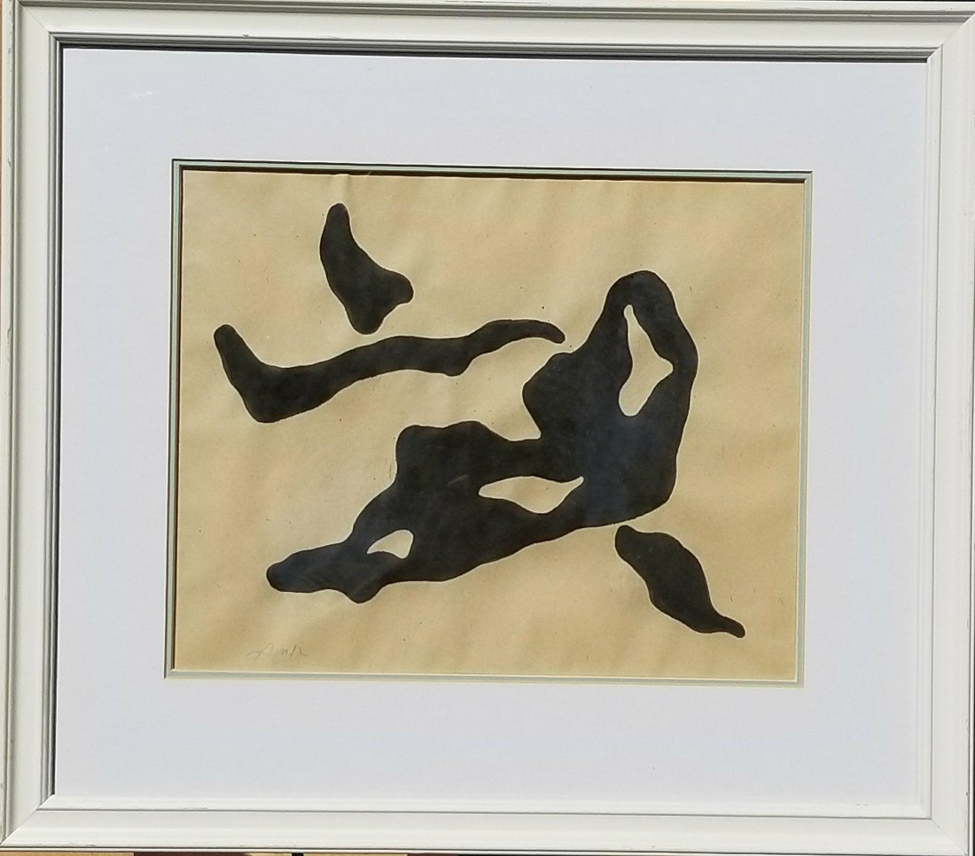 Jean Arp (1886-1966) Ink on Paper- Also known as Hans: Jean Arp (1886-1966) Ink on Paper- Also known as Hans Arp was a German-French sculptor, painter, poet, and abstract artist in other media such as torn and pasted paper. Size: 11" X 13 1/2" - US Shippi