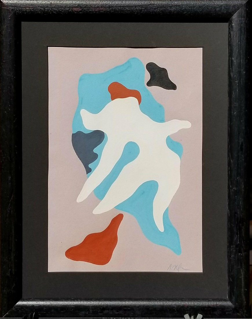 Jean Arp (1886-1966) Gouache on Paper- Also known as: Jean Arp (1886-1966) Gouache on Paper- Also known as Hans Arp was a German-French sculptor, painter, poet, and abstract artist in other media such as torn and pasted paper. Size: 12" X 9" - US Shippin