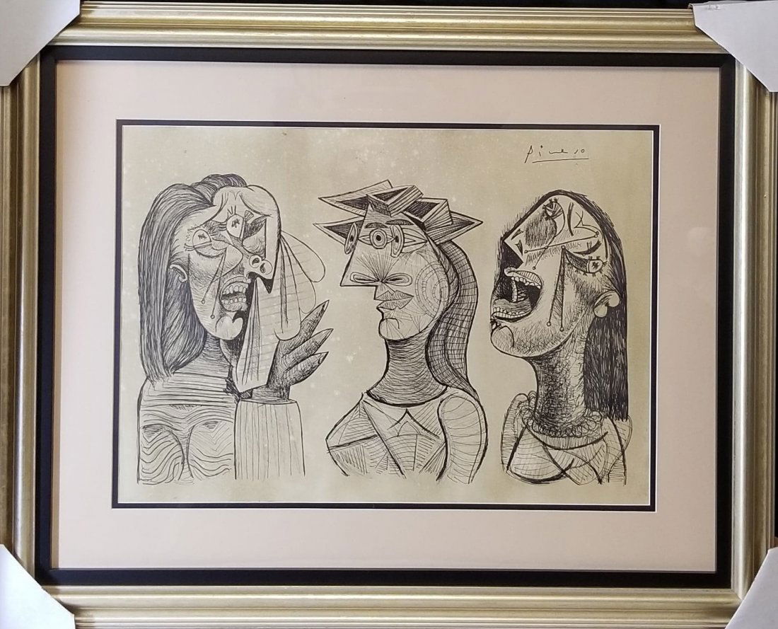 Pablo Picasso (1881-1973)-Ink on Paper- Dedicated ATTRI (1 of 3)