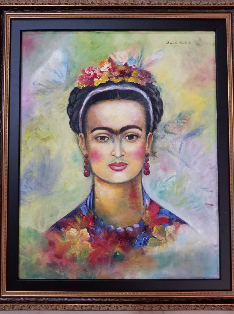 Frida Kahlo (1907-1954) ,was aMexican painter , who: Frida Kahlo (1907-1954) ,was aMexican painter , who painted many self - portraits . Inspired by Mexican popular culture she employed a na_ve folk art style to explore questons of idetity, postcolonial