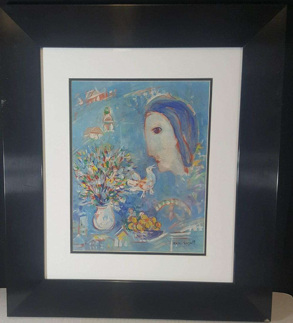 Marc Chagall (1887-1985)- Water color on Paper-ATTIB.: Marc Chagall (1887-1985)- Water color on Paper-ATTIB. COA-Size: 14"h X 11"w-With Frame: 24.5"h X 21.5"w shipping in US $99