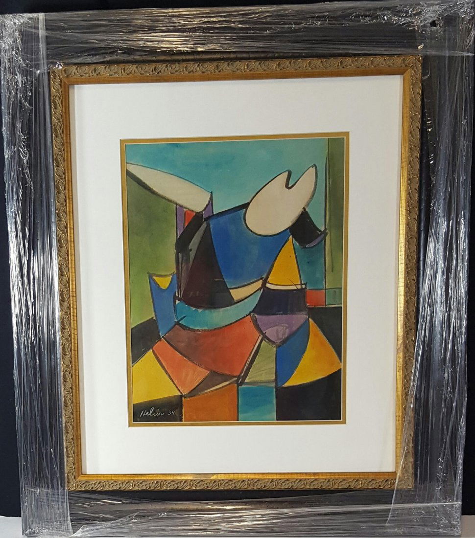 Jean Helion (1904-1987)-Mixed media on Paper-ATTRIB.: Jean Helion (1904-1987)-Mixed media on Paper-ATTRIB. COA- Size: 14"h X 11"w shipping in US $ 99