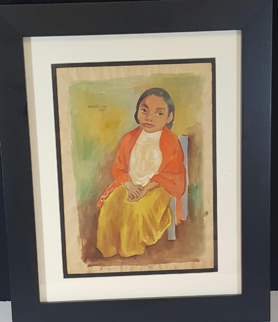 Diego Rivera-water color  on Paper-COA Attrib. (1 of 1)