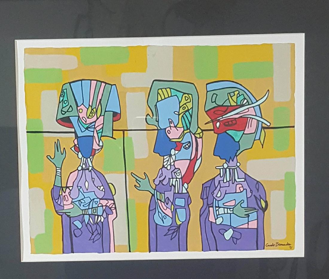 Cundo Bermudez (1914-2008)(coa)Cuban Painter and: Cundo Bermudez (1914-2008)(attribution coa)Cuban Painter and Muralist, who created works in the Modernism style ,Water color on paper size:11"h x 14"w ,frame :19"h x 32"w shipping in US$99