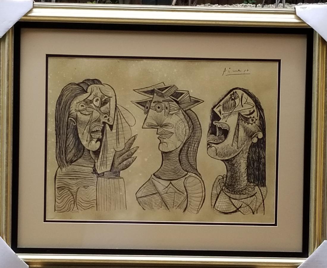 Pablo Picasso (1881-1973)-Ink on Paper-  ATTRIB. COA- (1 of 2)