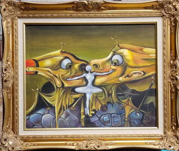 Salvador Dali (1904-1989)- He was the most Celebrated: Salvador Dali (1904-1989)- He was the most Celebrated artistis of all time- Oil on Canvas (attrib -coa)- Size: 16"h x 20"w- Comes with frame- Shipping Within US: $149.00