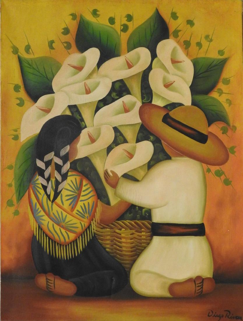 Diego Rivera(1886-1957) - oil on canvas-" Ninos  con Fl (1 of 1)