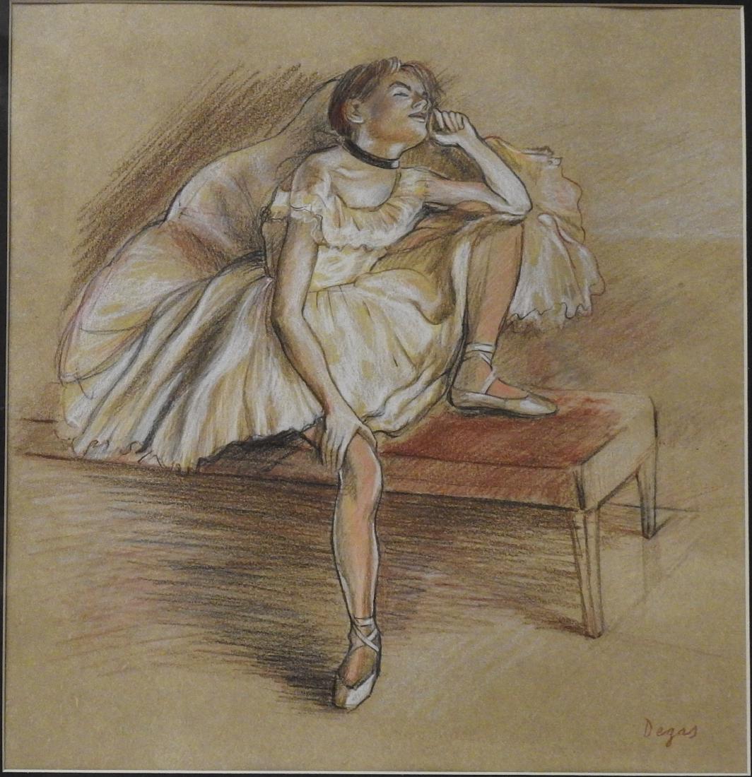 Edgar Degas: Pastel/paper, measures 11 5/8" x 8.75"w- Shipping within U.S.: $99